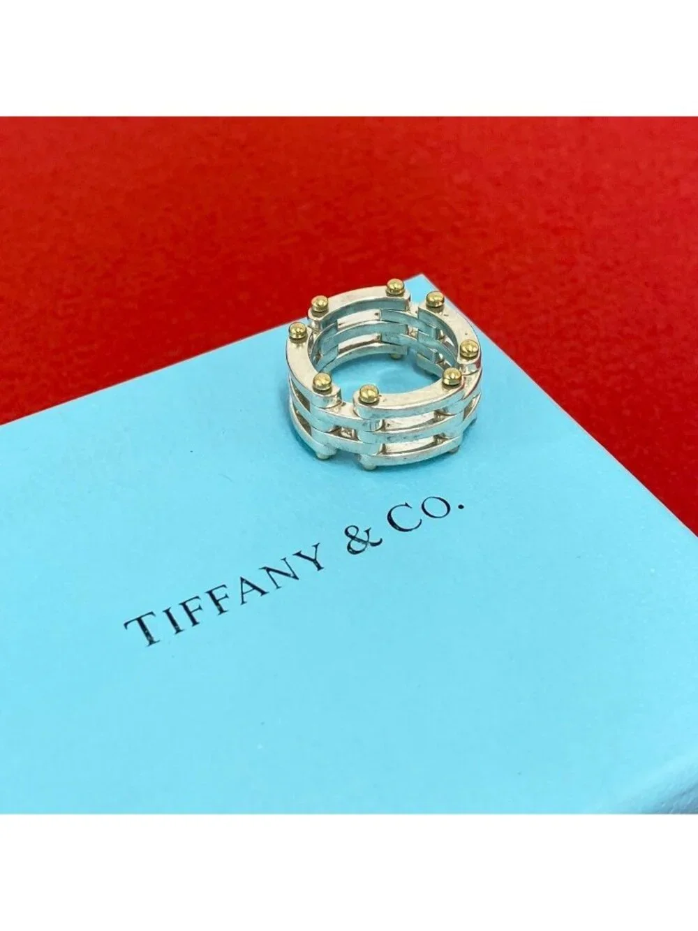 Tiffany & Co Gate Ring 925 Sterling Silver Gold 18K